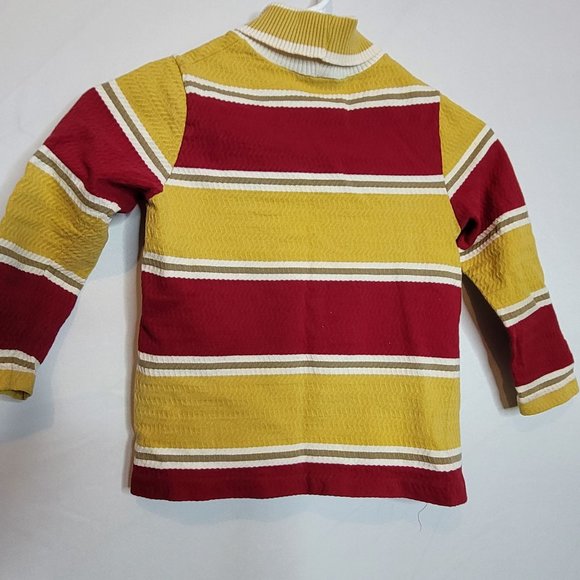 MCM Youth Striped Turtleneck Burgundy Gold Ribbed Fold Down Neck No Brand Size 6 - Picture 9 of 9